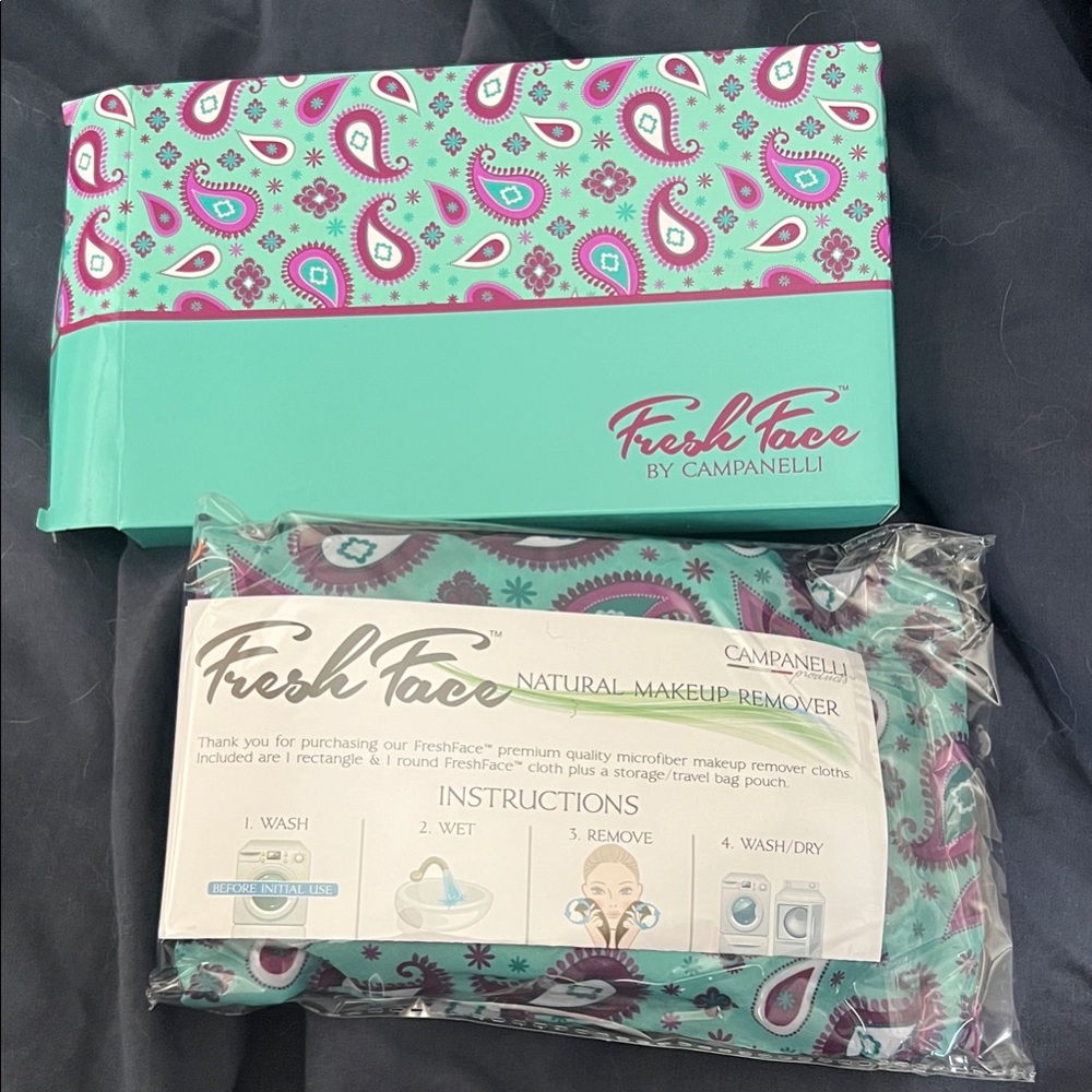 TWO NEW Fresh Face by Natural Makeup Remover Cloth - Teal and Purple